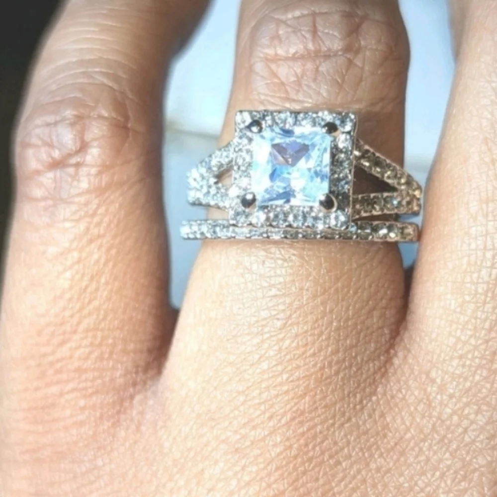 Womens 4 Ct Intricate Detailed Lab Created Diamond Engagement Ring Set Sz7